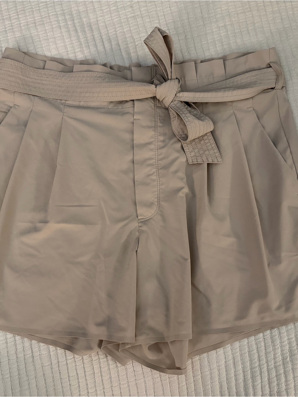 Athleta Beige Paperbag Tie-Waist Shorts